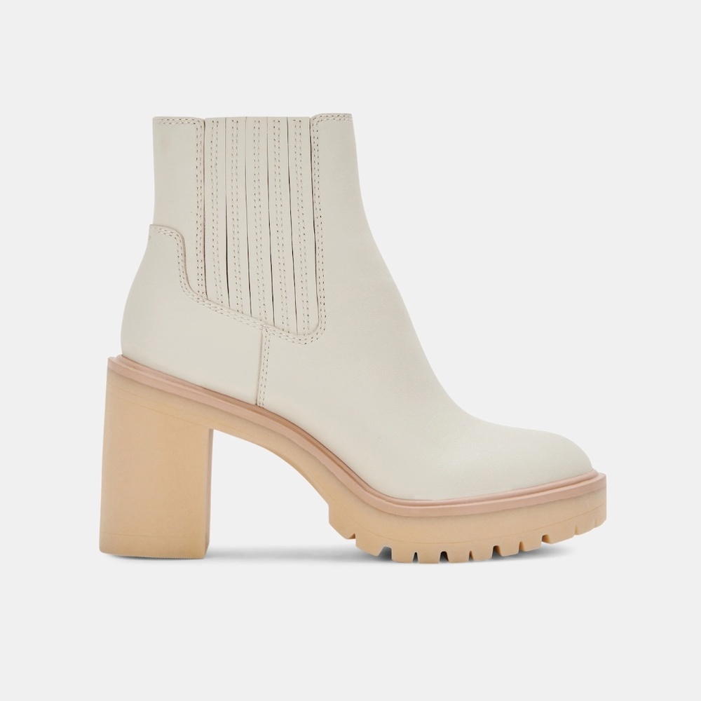Dolce Vita Caster Ankle Boot in Ivory Leather